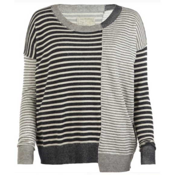 All Saints 🌿 Portland Jumper Assymetrical Striped - Picture 1 of 8